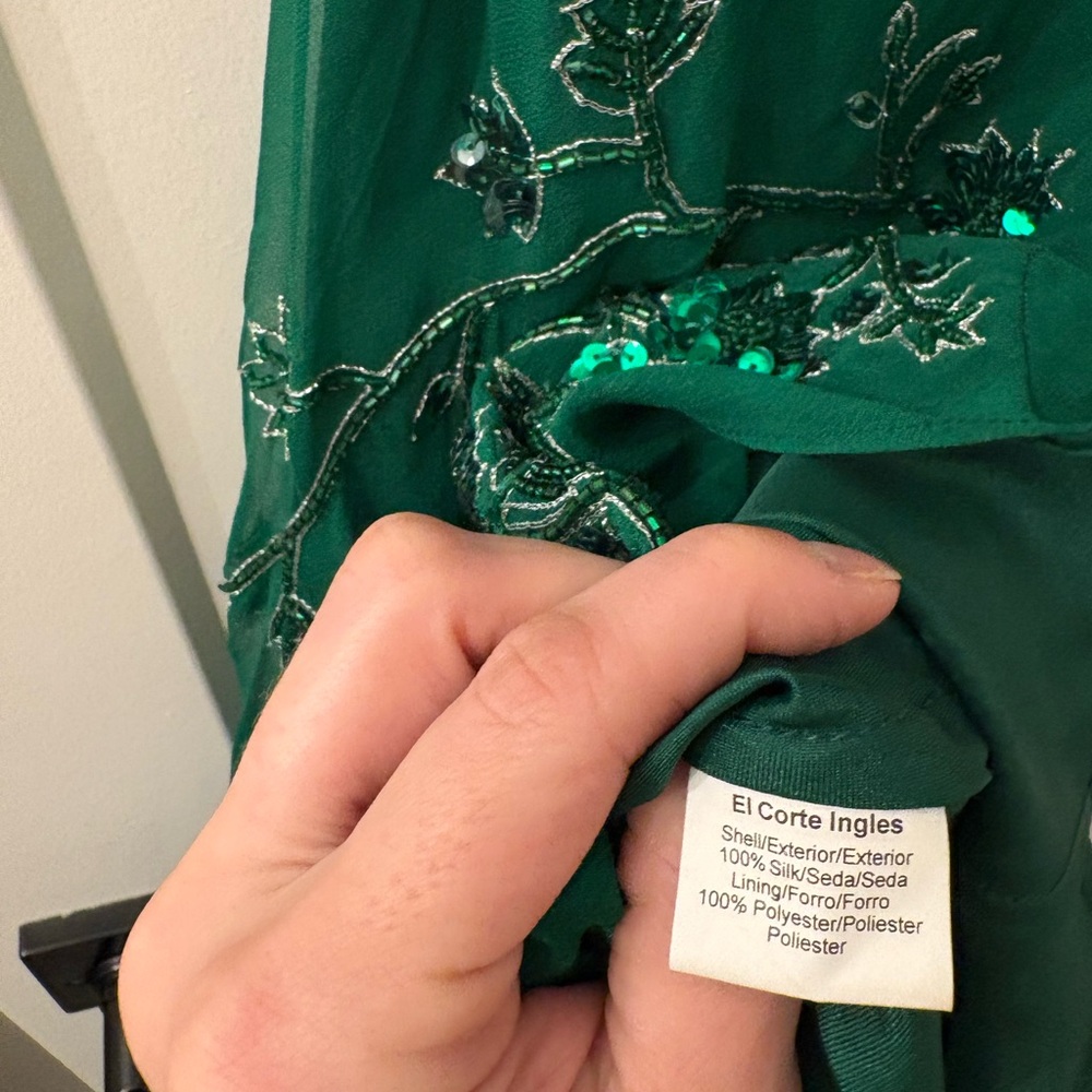 El Corte Ingles Green Silk Sequin Dress - Size 40 EU - Picture 4 of 8